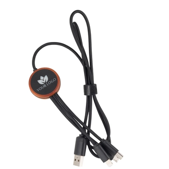 Kabel 3w1 z podświetlanym logo, LH-ZM04, beżowy EG060913