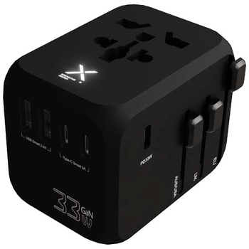 SCX.design T16 uniwersalny adapter podróżny, czarny 2px17390