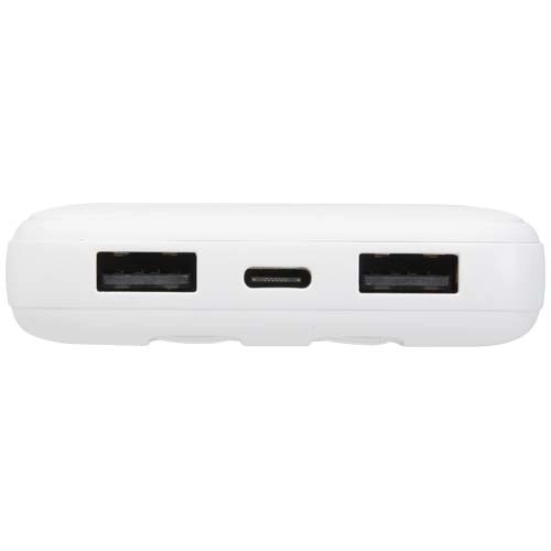 Adhil powerbank o pojemności 10.000 mAh i mocy 10 W z tworzyw sztucznych pochodzących z recyklilngu z 2 wbudowanymi kablami