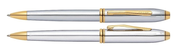 Długopis Cross Townsend chromowany, elementy pokryte 23k złotem