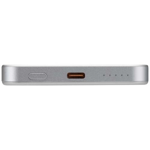 Powerbank Avis 5000 mAh z recyklingowanego aluminium posiadającego certyfikację RCS, z wbudowanym magnesem 