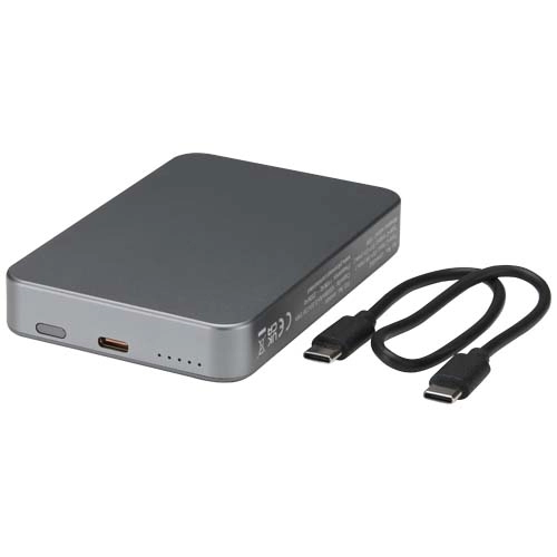 Powerbank Avis 10 000 mAh z recyklingowanego aluminium, z wbudowanym magnesem 