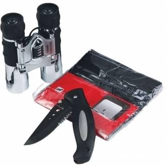 Zestaw lornetka, bandana, nóż CROSSET Schwarzwolf