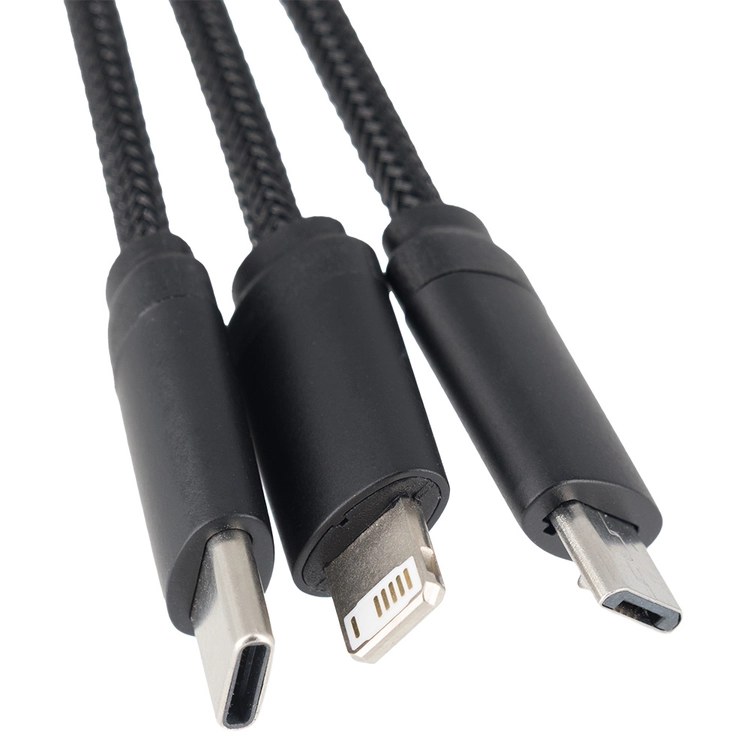 Kabel z ładowarką indukcyjną 4w1 w drewnianej obudowie - i5w